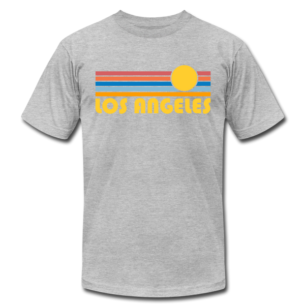 Los Angeles, California T-Shirt - Retro Sunrise Unisex Los Angeles T Shirt - heather gray