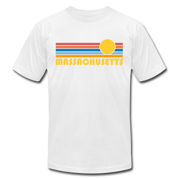 Massachusetts T-Shirt - Retro Sunrise Unisex Massachusetts T Shirt - white