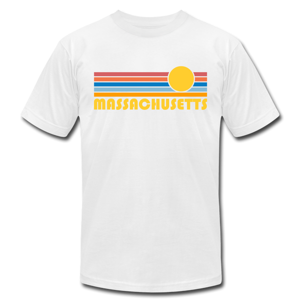 Massachusetts T-Shirt - Retro Sunrise Unisex Massachusetts T Shirt - white