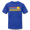 Massachusetts T-Shirt - Retro Sunrise Unisex Massachusetts T Shirt - royal blue