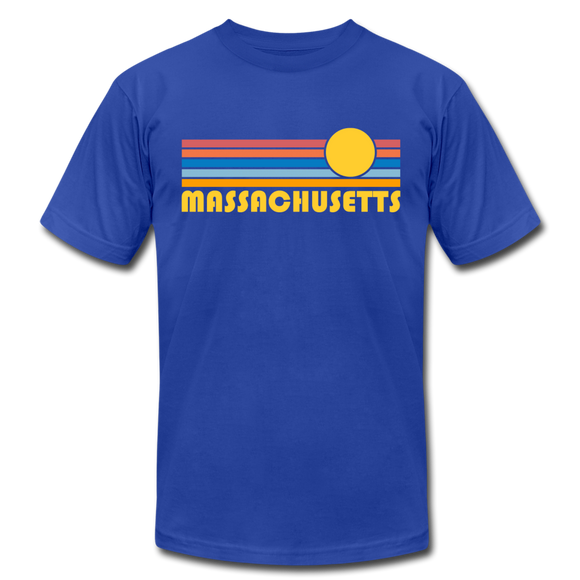 Massachusetts T-Shirt - Retro Sunrise Unisex Massachusetts T Shirt - royal blue