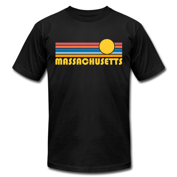 Massachusetts T-Shirt - Retro Sunrise Unisex Massachusetts T Shirt - black