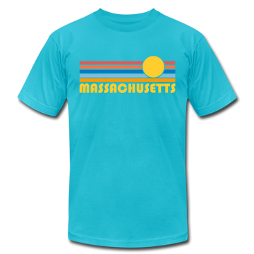 Massachusetts T-Shirt - Retro Sunrise Unisex Massachusetts T Shirt - turquoise