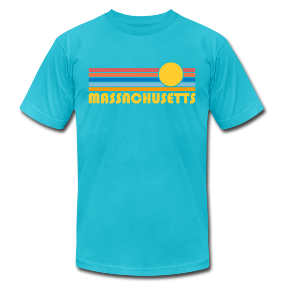 Massachusetts T-Shirt - Retro Sunrise Unisex Massachusetts T Shirt - turquoise