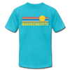 Massachusetts T-Shirt - Retro Sunrise Unisex Massachusetts T Shirt - turquoise
