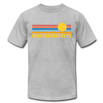 Massachusetts T-Shirt - Retro Sunrise Unisex Massachusetts T Shirt - heather gray