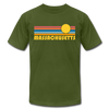 Massachusetts T-Shirt - Retro Sunrise Unisex Massachusetts T Shirt - olive