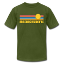 Massachusetts T-Shirt - Retro Sunrise Unisex Massachusetts T Shirt - olive
