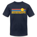 Massachusetts T-Shirt - Retro Sunrise Unisex Massachusetts T Shirt - navy
