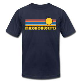 Massachusetts T-Shirt - Retro Sunrise Unisex Massachusetts T Shirt - navy