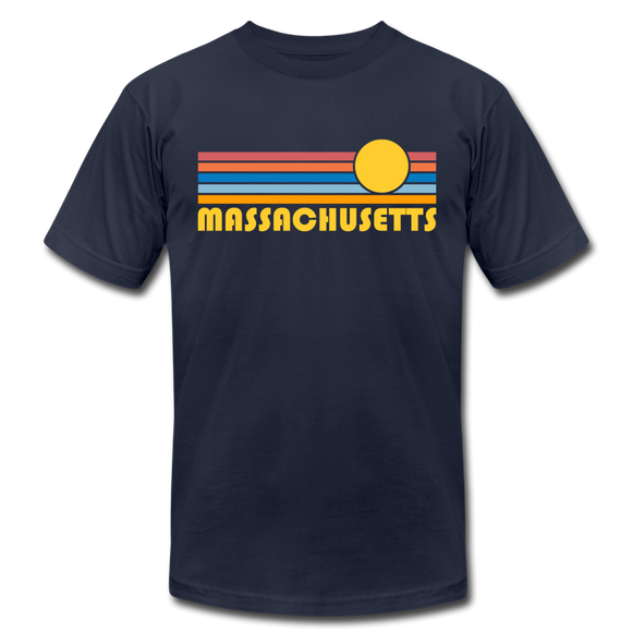 Massachusetts T-Shirt - Retro Sunrise Unisex Massachusetts T Shirt - navy
