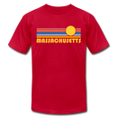 Massachusetts T-Shirt - Retro Sunrise Unisex Massachusetts T Shirt - red