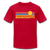 Massachusetts T-Shirt - Retro Sunrise Unisex Massachusetts T Shirt - red