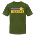 Michigan T-Shirt - Retro Sunrise Unisex Michigan T Shirt - olive