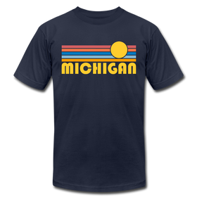 Michigan T-Shirt - Retro Sunrise Unisex Michigan T Shirt - navy