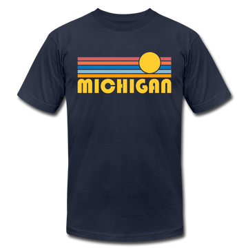 Michigan T-Shirt - Retro Sunrise Unisex Michigan T Shirt - navy
