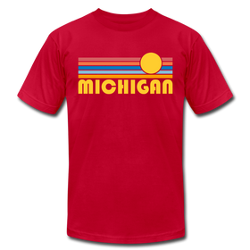 Michigan T-Shirt - Retro Sunrise Unisex Michigan T Shirt - red