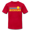 Michigan T-Shirt - Retro Sunrise Unisex Michigan T Shirt - red