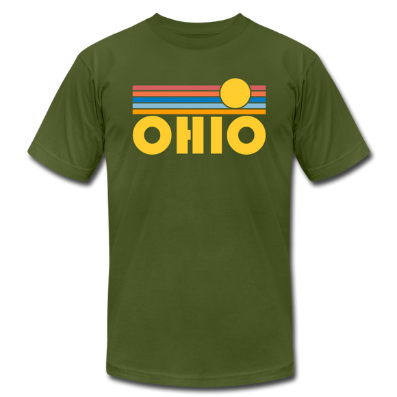 Ohio T-Shirt - Retro Sunrise Unisex Ohio T Shirt - olive
