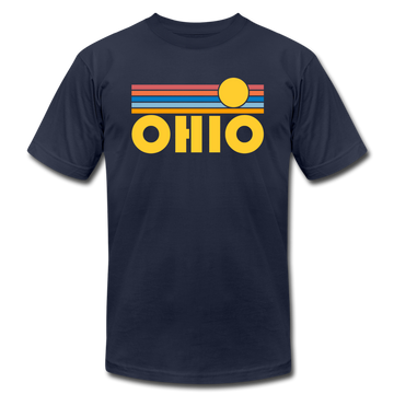 Ohio T-Shirt - Retro Sunrise Unisex Ohio T Shirt - navy