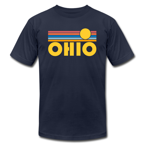Ohio T-Shirt - Retro Sunrise Unisex Ohio T Shirt - navy