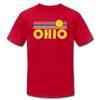 Ohio T-Shirt - Retro Sunrise Unisex Ohio T Shirt - red