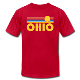 Ohio T-Shirt - Retro Sunrise Unisex Ohio T Shirt - red