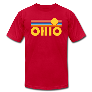 Ohio T-Shirt - Retro Sunrise Unisex Ohio T Shirt - red