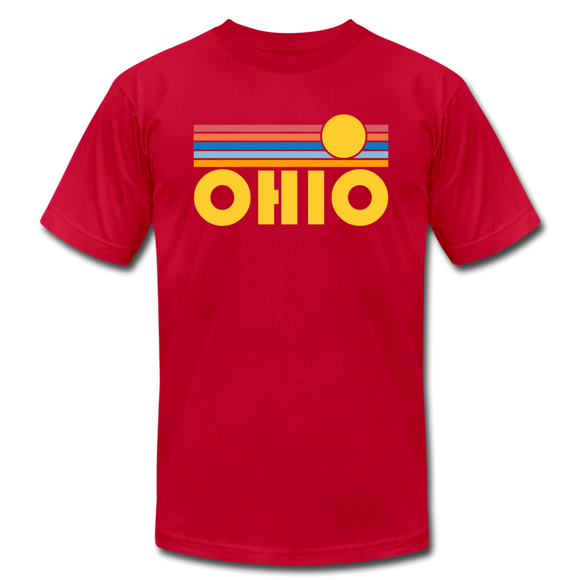 Ohio T-Shirt - Retro Sunrise Unisex Ohio T Shirt - red