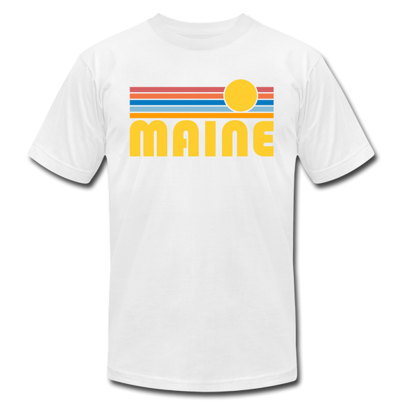 Maine T-Shirt - Retro Sunrise Unisex Maine T Shirt - white