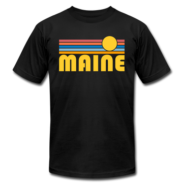 Maine T-Shirt - Retro Sunrise Unisex Maine T Shirt - black
