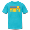 Maine T-Shirt - Retro Sunrise Unisex Maine T Shirt - turquoise