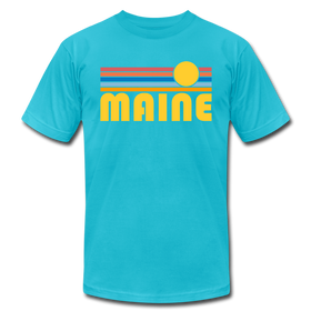 Maine T-Shirt - Retro Sunrise Unisex Maine T Shirt - turquoise