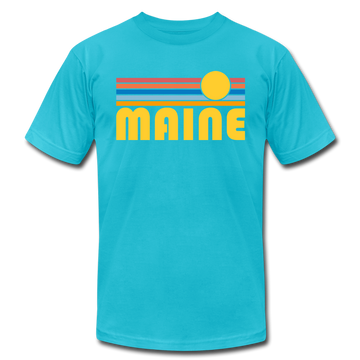 Maine T-Shirt - Retro Sunrise Unisex Maine T Shirt - turquoise