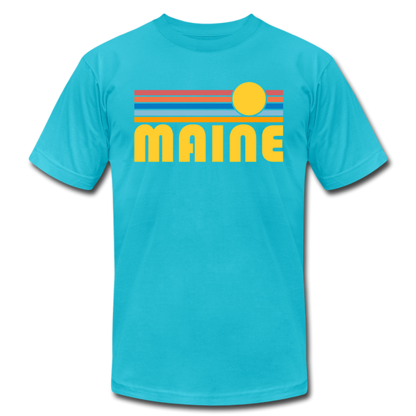 Maine T-Shirt - Retro Sunrise Unisex Maine T Shirt - turquoise