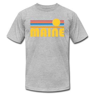 Maine T-Shirt - Retro Sunrise Unisex Maine T Shirt - heather gray