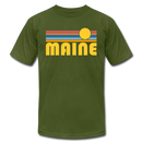 Maine T-Shirt - Retro Sunrise Unisex Maine T Shirt - olive