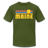 Maine T-Shirt - Retro Sunrise Unisex Maine T Shirt - olive