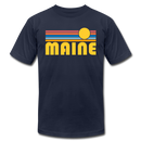 Maine T-Shirt - Retro Sunrise Unisex Maine T Shirt - navy