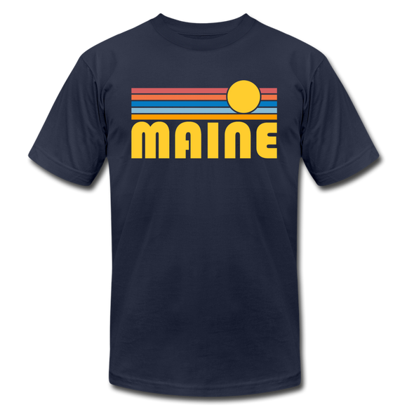 Maine T-Shirt - Retro Sunrise Unisex Maine T Shirt - navy