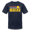 Maine T-Shirt - Retro Sunrise Unisex Maine T Shirt - navy