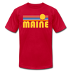 Maine T-Shirt - Retro Sunrise Unisex Maine T Shirt - red