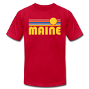 Maine T-Shirt - Retro Sunrise Unisex Maine T Shirt - red