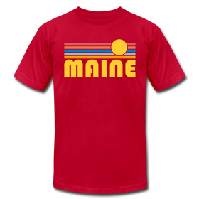 Maine T-Shirt - Retro Sunrise Unisex Maine T Shirt - red