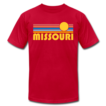 Missouri T-Shirt - Retro Sunrise Unisex Missouri T Shirt - red