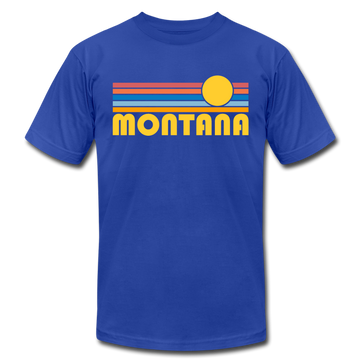 Montana T-Shirt - Retro Sunrise Unisex Montana T Shirt - royal blue