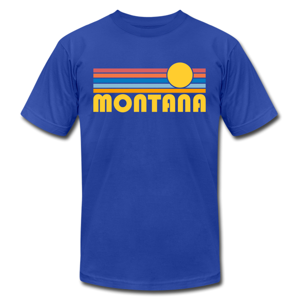 Montana T-Shirt - Retro Sunrise Unisex Montana T Shirt - royal blue