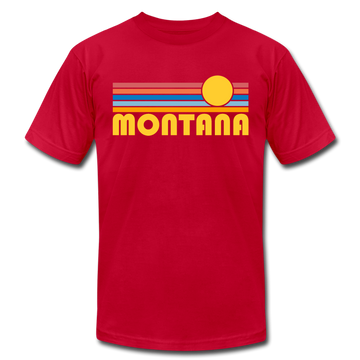 Montana T-Shirt - Retro Sunrise Unisex Montana T Shirt - red