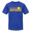 North Carolina T-Shirt - Retro Sunrise Unisex North Carolina T Shirt - royal blue