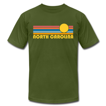 North Carolina T-Shirt - Retro Sunrise Unisex North Carolina T Shirt - olive